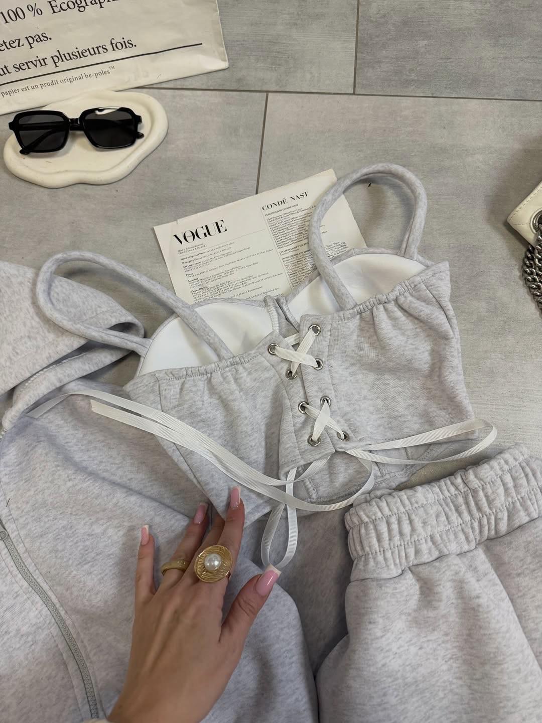 Düz 3'lü Set Gri