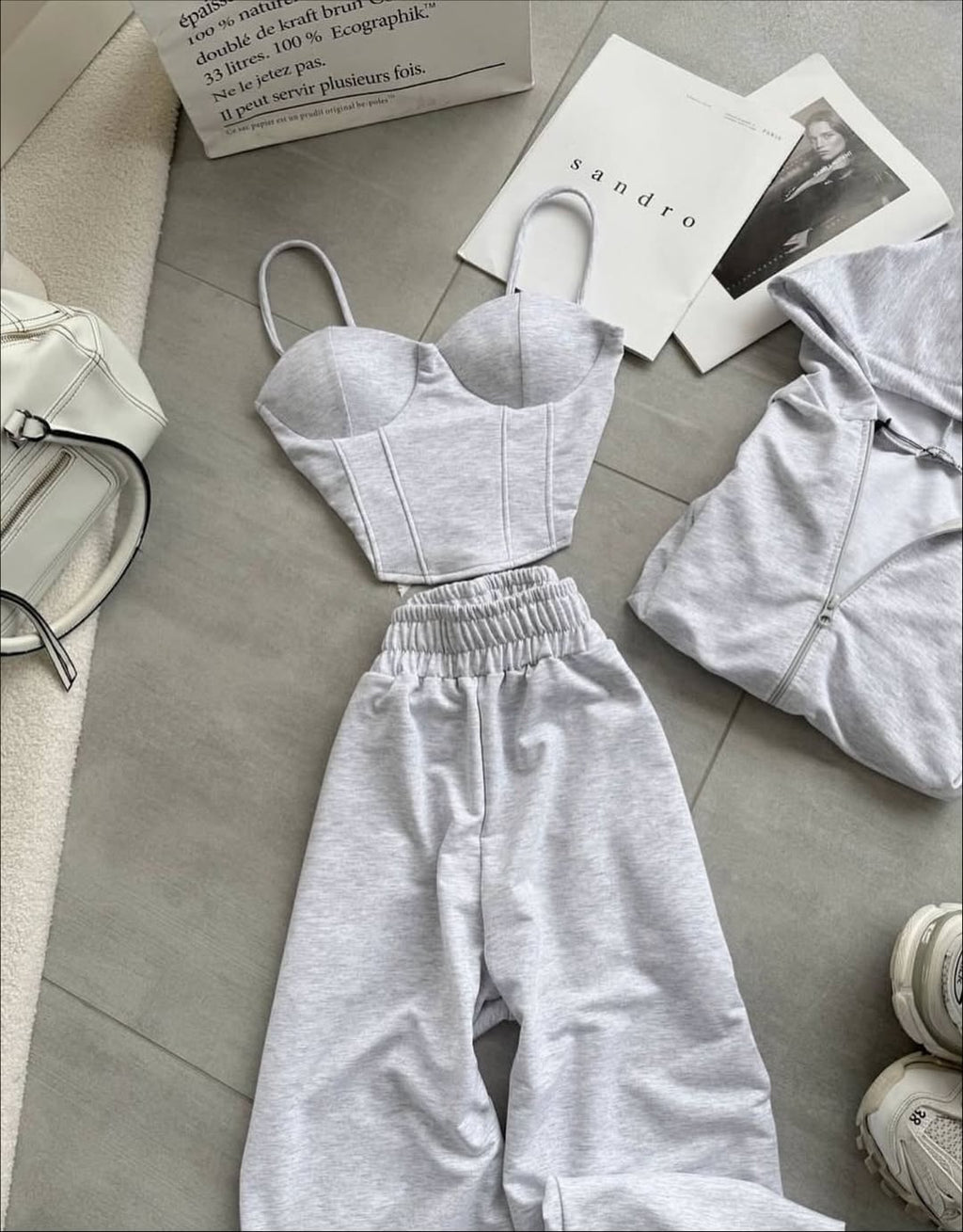 Düz 3'lü Set Gri