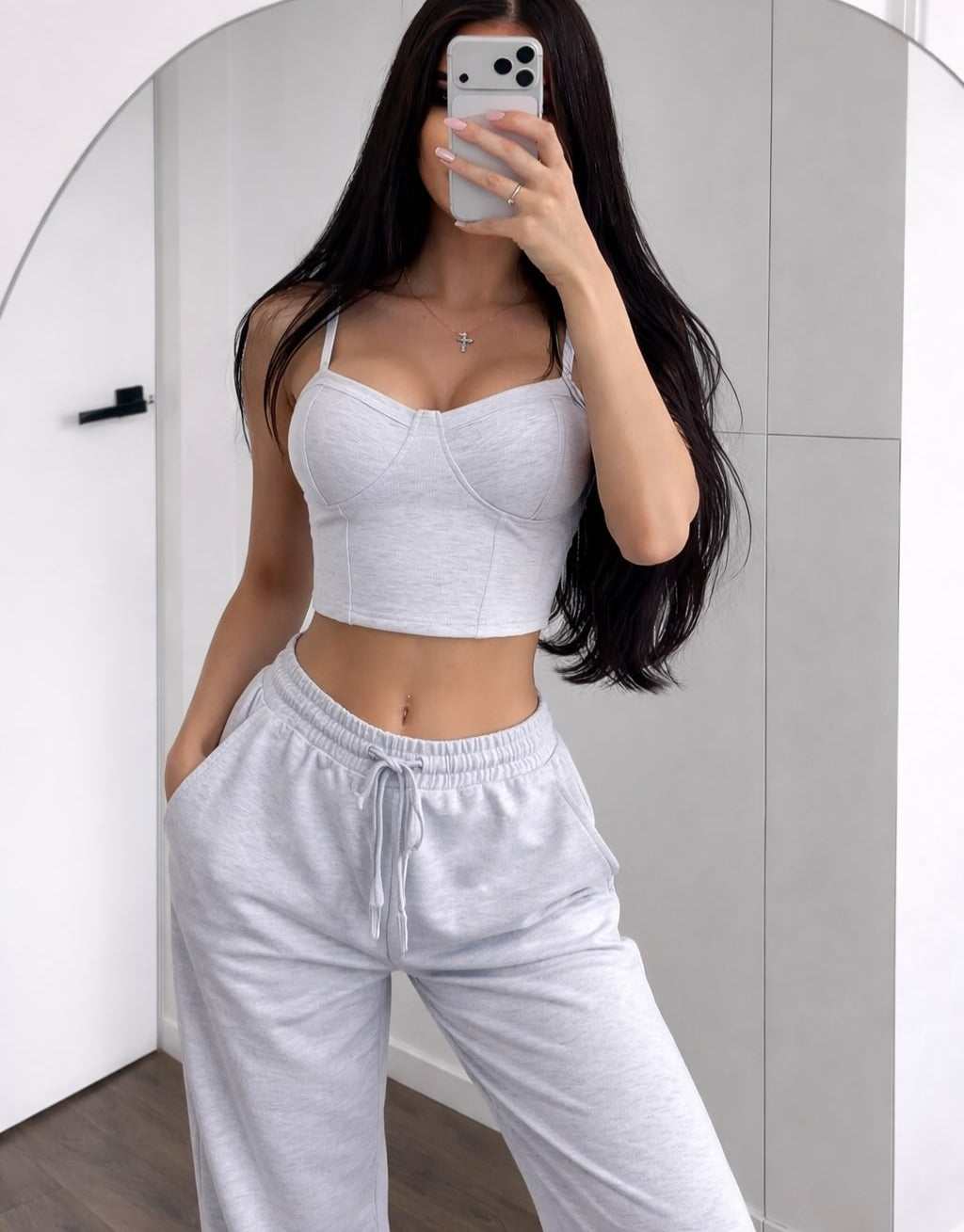 Düz 3'lü Set Gri